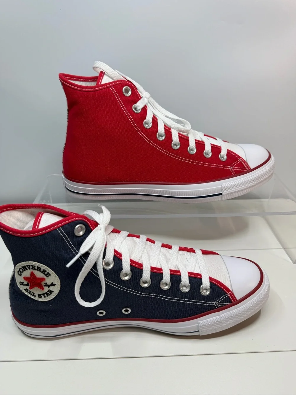 Custom Converse Chuck Taylor All Star High Tops Red Navy Men’s 9 Women’s